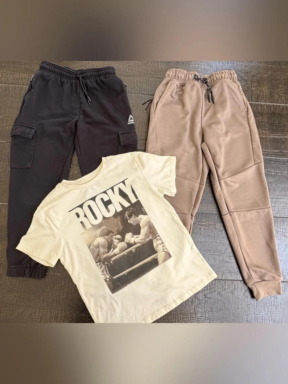 Boys Size 8 (Medium) Clothing Bundle | Reebok Sweatpants + Rocky Tee | 3 Pieces